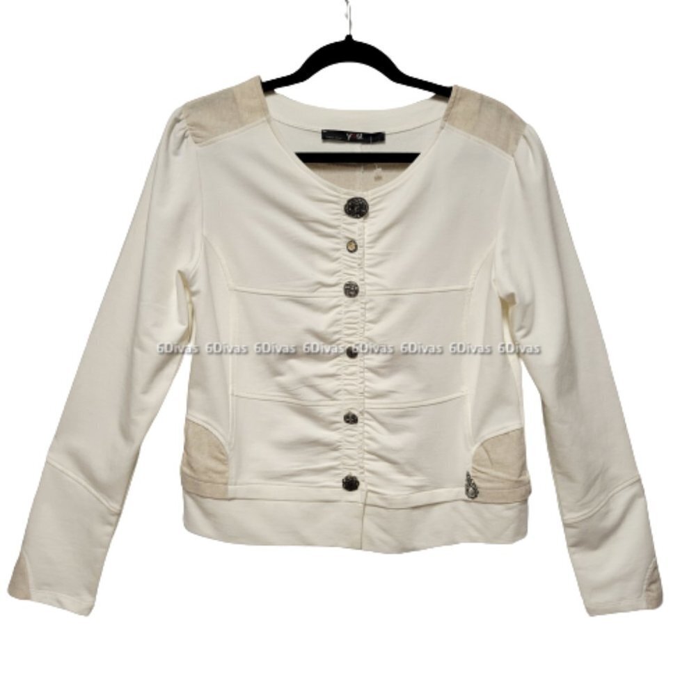 Womens White Jacket Crop Blazer Off-White Formal Officewear- Size M, L, XL